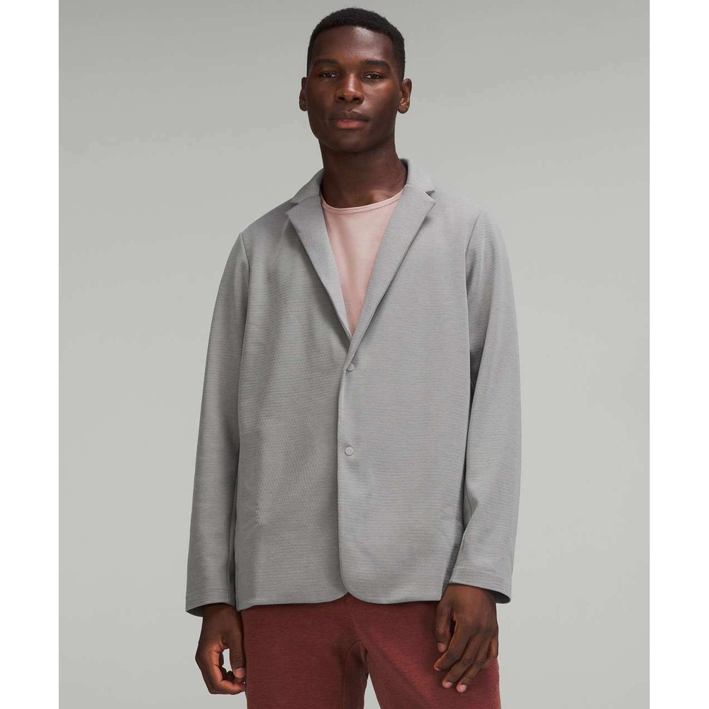 Lululemon Mens Gridliner Fleece Blazer‎ Heathered Gull Gray Size L